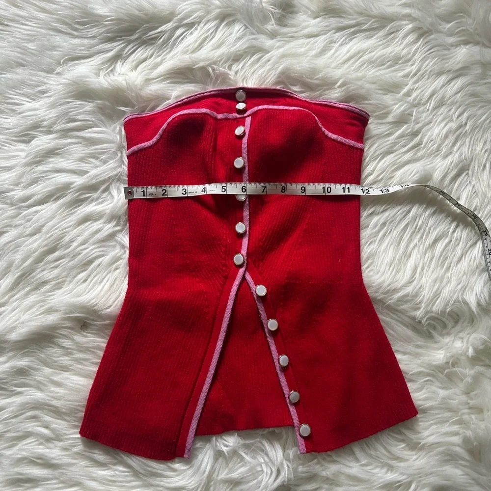 Red strapless ribbed knit top - Picture 6 of 7